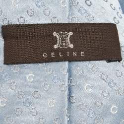 Pre Owned Celine Vintage Blue Patterned Silk Jacquard Tie