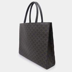 Celine Black Coated Canvas Leather Triomphe Horizontal Tote Bag