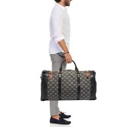 مملوكة مسبقًا Celine Black/Grey Macadam Canvas and Leather Duffel Bag