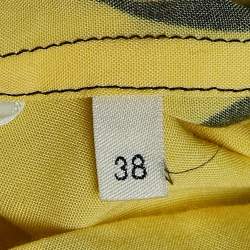 Pre Owned Celine Yellow/Black Sunflower Print Crepe Loose Fit Shirt S
