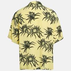 Pre Owned Celine Yellow/Black Sunflower Print Crepe Loose Fit Shirt S