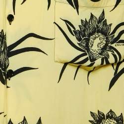 Pre Owned Celine Yellow/Black Sunflower Print Crepe Loose Fit Shirt S