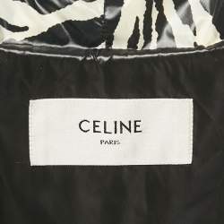 Pre Owned Celine Black Black /White Zebra Print Nylon Loose Cut Hooded Jacket XL