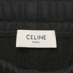 Pre Owned Celine Black Logo Print Cotton Track Pants S