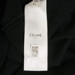 Pre Owned Celine Black Logo Embroidered Cotton Polo T-Shirt XL
