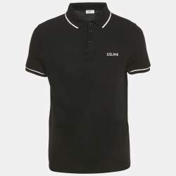 Pre Owned Celine Black Logo Embroidered Cotton Polo T-Shirt XL