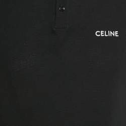 Pre Owned Celine Black Logo Embroidered Cotton Polo T-Shirt XL