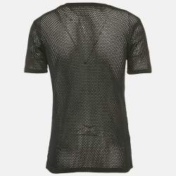 مملوكة مسبقًا تي شيرت سيلين شبكي شفاف مطبوع شعار باللون الأسود مقاس كبير (لارج)