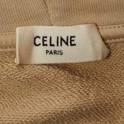 Pre Owned Celine Beige Logo Print Cotton Hoodie S