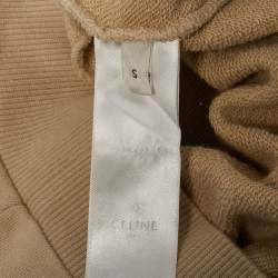 Pre Owned Celine Beige Logo Print Cotton Hoodie S