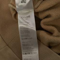 Pre Owned Celine Beige Logo Print Cotton Hoodie S