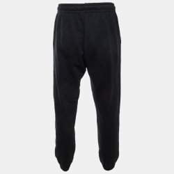 Pre Owned Celine Black Logo Print Cotton Knit Track Pants M