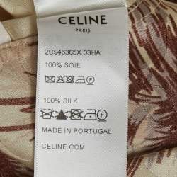 مملوكة مسبقًا Celine Beige Hawaiian Palm Tree Print Silk Bowling Shirt L