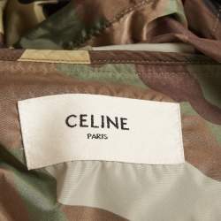Pre Owned Celine Green Camouflage Print Nylon Anorak Windbreaker S