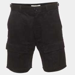 Pre Owned Celine Black Gabardine Frayed Hem Cargo Shorts M