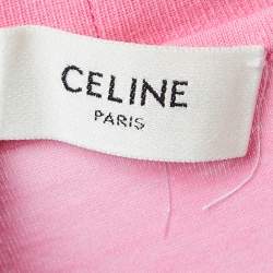 Pre Owned Celine Multicolor Studded Logo Print Cotton Crew Neck T-Shirt L