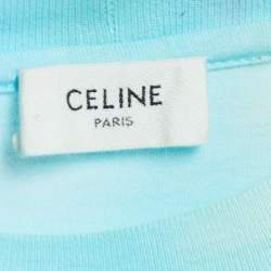 Pre Owned Celine Multicolor Studded Logo Print Tie Dye Cotton Crew Neck T-Shirt S