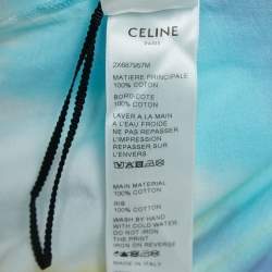 Pre Owned Celine Multicolor Studded Logo Print Tie Dye Cotton Crew Neck T-Shirt S
