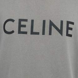 Pre Owned Celine Homme Grey Logo Print Cotton Half Sleeve T-Shirt XL