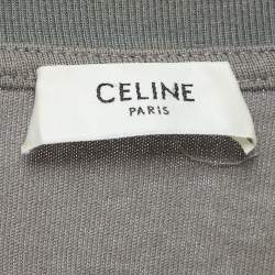 Pre Owned Celine Homme Grey Logo Print Cotton Half Sleeve T-Shirt XL
