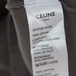 Pre Owned Celine Homme Grey Logo Print Cotton Half Sleeve T-Shirt XL