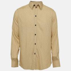 Celine Yellow Square Printed Crepe Buttoned Shirt L