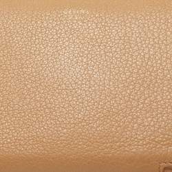 Pre Owned Celine Beige Leather Medium Zipped Around Wallet