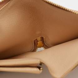Pre Owned Celine Beige Leather Medium Zipped Around Wallet