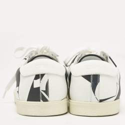 Celine White/Black Print Leather Triomphe Sneakers Size 41