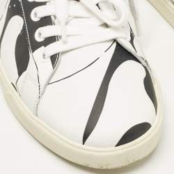 Celine White/Black Print Leather Triomphe Sneakers Size 41