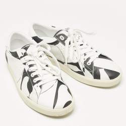 Celine White/Black Print Leather Triomphe Sneakers Size 41