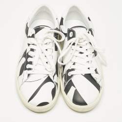Celine White/Black Print Leather Triomphe Sneakers Size 41