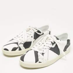Celine White/Black Print Leather Triomphe Sneakers Size 41