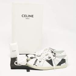 Celine White/Black Print Leather Triomphe Sneakers Size 41