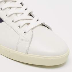 Celine White/Navy Blue Leather High Top Sneakers Size 44