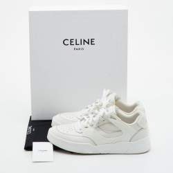 Pre Owned Celine CT-02 Size 43 White Leather Lace Up Low Top Sneakers