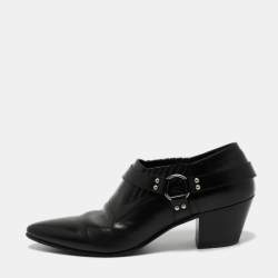 Celine Black Leather Ankle Length Boots Size 46