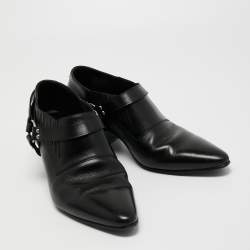 Celine Black Leather Ankle Length Boots Size 46