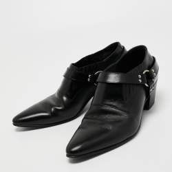 Celine Black Leather Ankle Length Boots Size 46