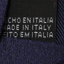 Pre Owned CH Carolina Herrera Navy Blue Logo Jacquard Silk Tie