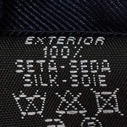 Pre Owned CH Carolina Herrera Navy Blue Logo Jacquard Silk Tie