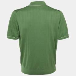 مملوكة مسبقًا CH Carolina Herrera Green Cotton Knit Polo T-Shirt L