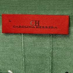مملوكة مسبقًا CH Carolina Herrera Green Cotton Knit Polo T-Shirt L