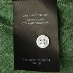 مملوكة مسبقًا CH Carolina Herrera Green Cotton Knit Polo T-Shirt L