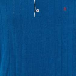 Pre Owned CH Carolina Herrera Blue Cotton Knit Polo T-Shirt L