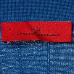 Pre Owned CH Carolina Herrera Blue Cotton Knit Polo T-Shirt L