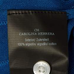 Pre Owned CH Carolina Herrera Blue Cotton Knit Polo T-Shirt L