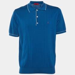 Pre Owned CH Carolina Herrera Blue Cotton Knit Polo T-Shirt L