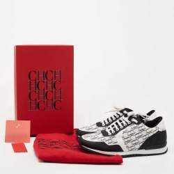 CH Carolina Herrera White/Black Canvas And Leather Low Top Sneakers Size 40