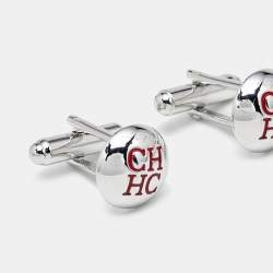 Carolina Herrera CH Enamel Silver Tone Cufflinks
